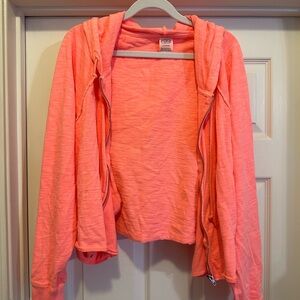 New without tags never worn PINK VS neon coral hooded zip sweatshirt
